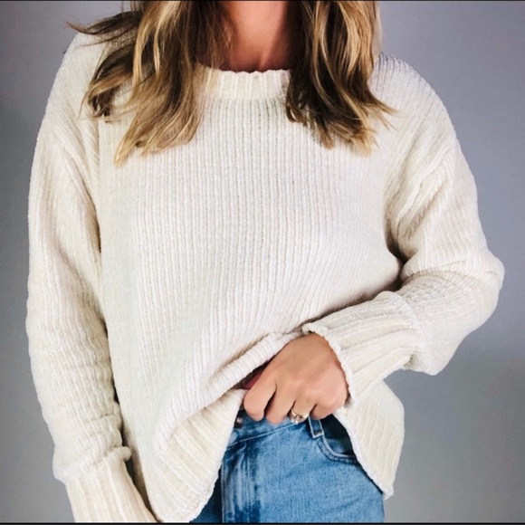 Philosophy Sweaters - Cream Chenille Philosophy Sweater